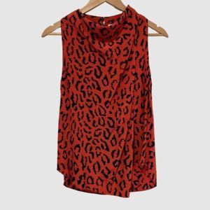 A.L.C Ella Red/Black High Neck Sleeveless Silk Top S ($325)